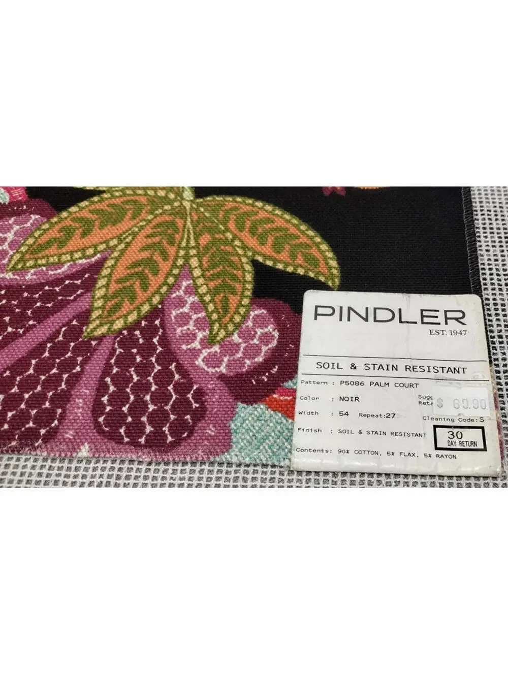 Pindler Palm Court Noir Black Strange FRUIT Designer Fabric Sampler 23x23